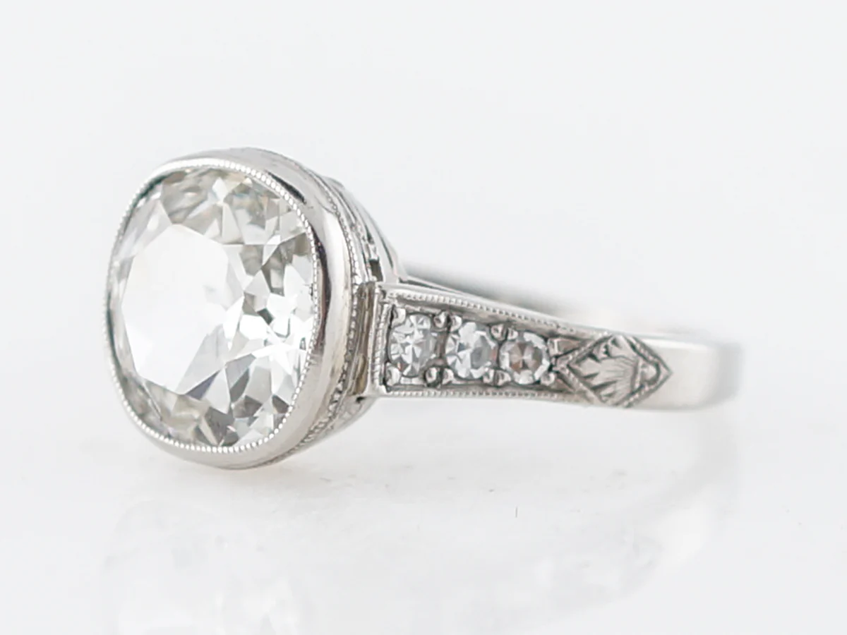 Antique Engagement Ring Art Deco GIA 2.46 Old Mine Cushion Cut Diamond in Platinum - Image 2