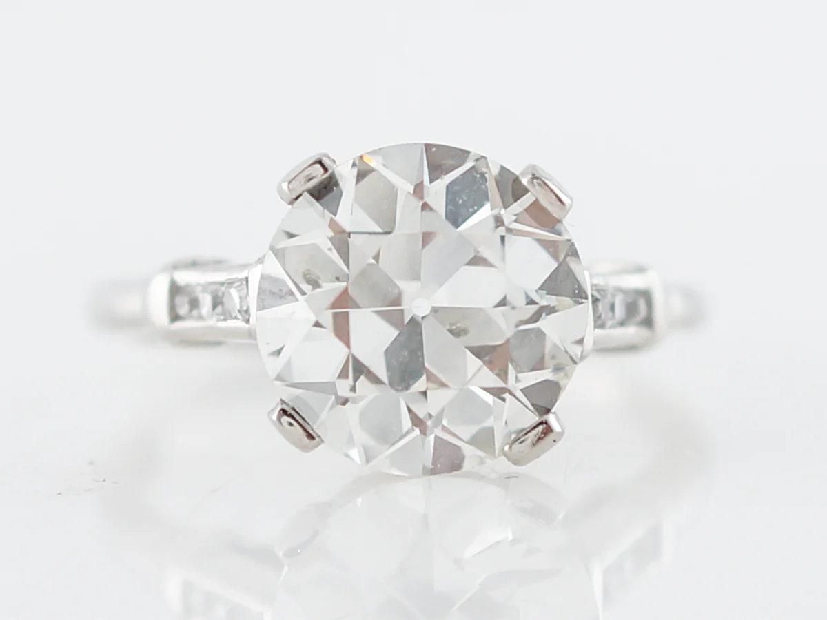 Antique Engagement Ring Art Deco GIA 2.65 Old European Cut Diamond in Platinum - Image 2