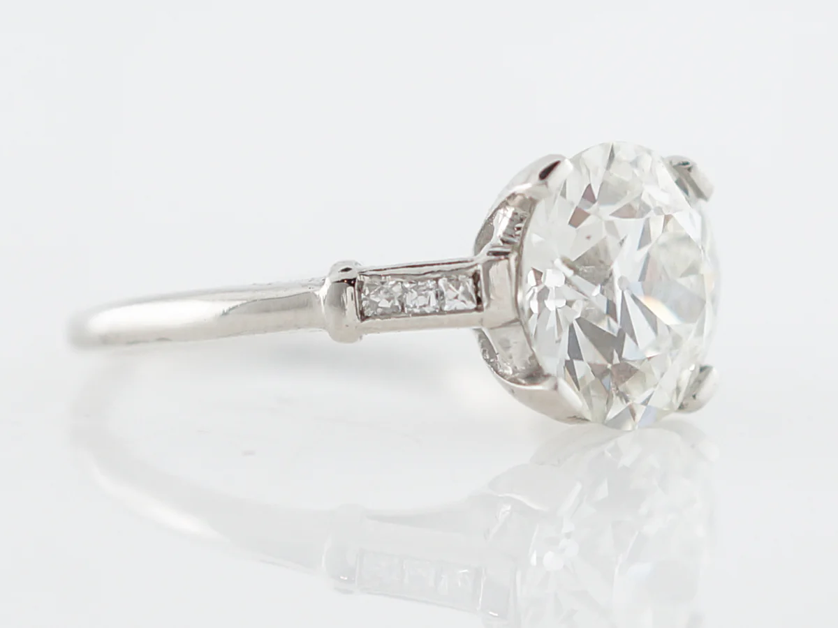 Antique Engagement Ring Art Deco GIA 2.65 Old European Cut Diamond in Platinum - Image 4
