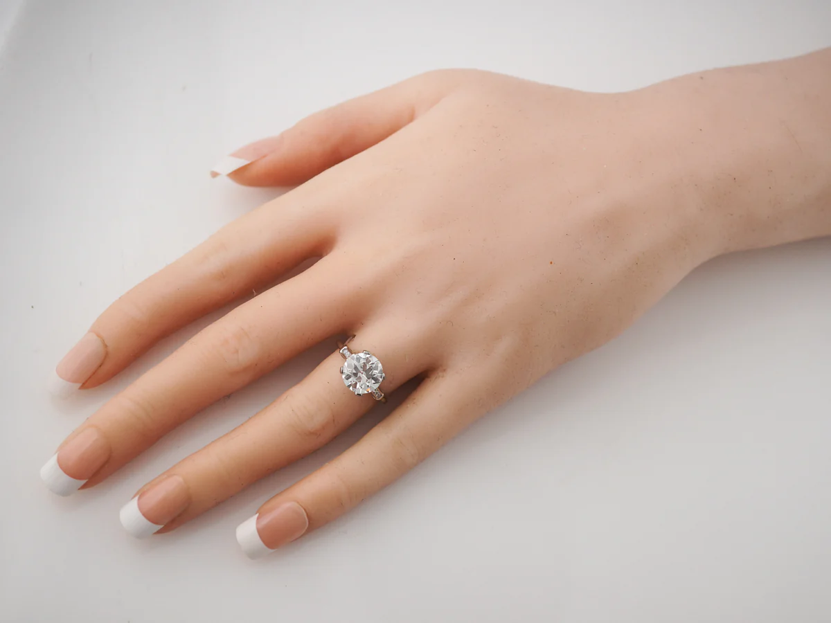 Antique Engagement Ring Art Deco GIA 2.65 Old European Cut Diamond in Platinum - Image 5