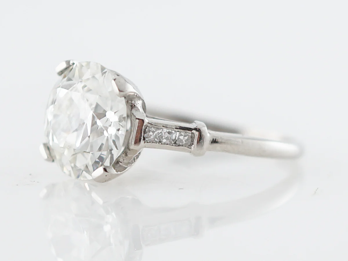 Antique Engagement Ring Art Deco GIA 2.65 Old European Cut Diamond in Platinum - Image 2