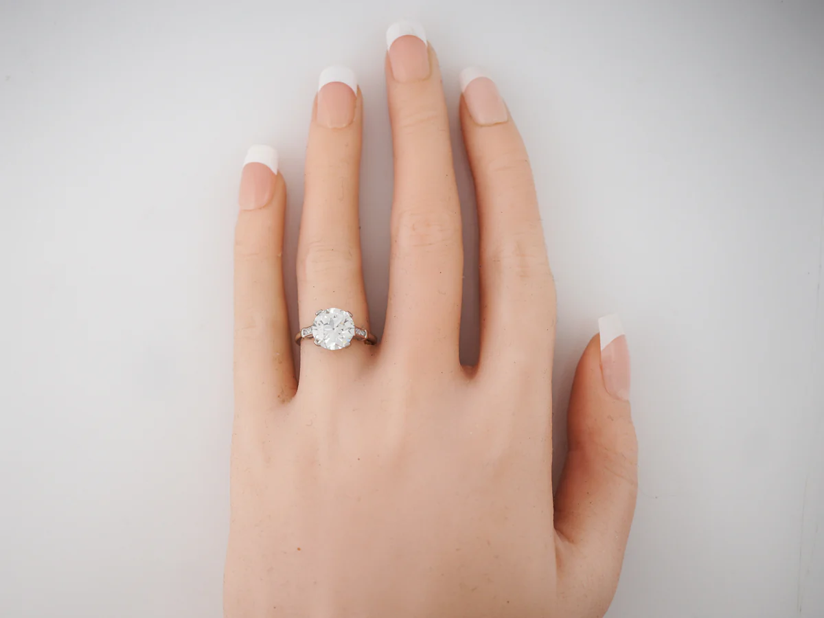 Antique Engagement Ring Art Deco GIA 2.65 Old European Cut Diamond in Platinum - Image 5