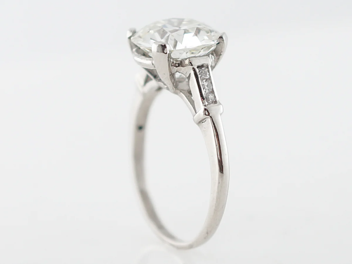 Antique Engagement Ring Art Deco GIA 2.65 Old European Cut Diamond in Platinum - Image 6