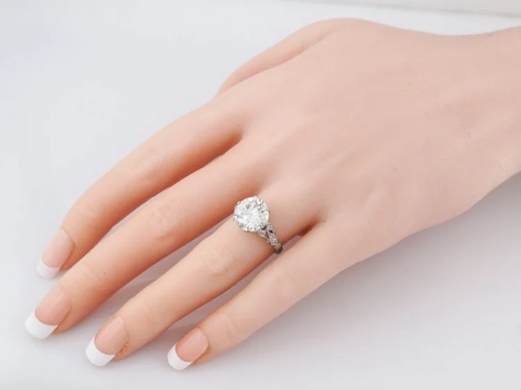 Antique Engagement Ring Art Deco GIA 3.48 Old European Cut Diamond in Platinum - Image 6