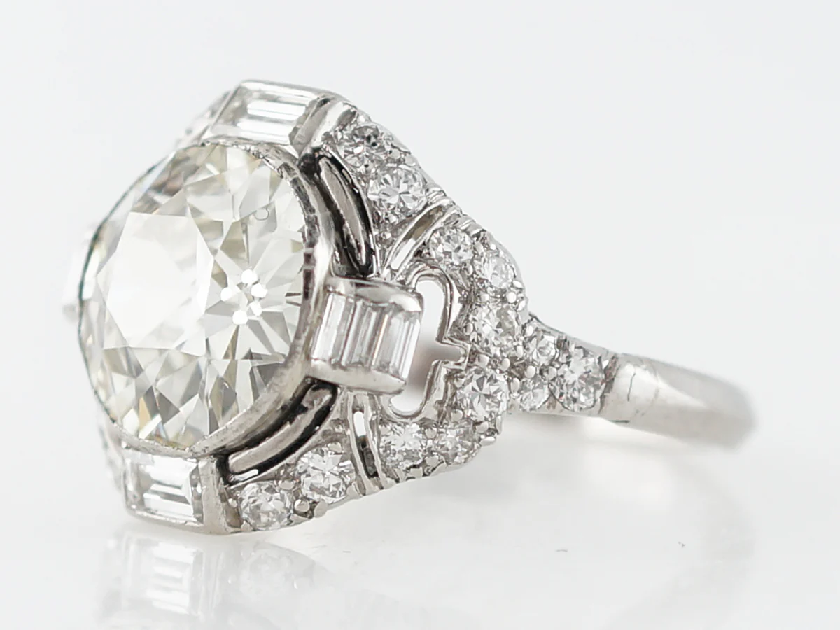 **RTV**Antique Engagement Ring Art Deco GIA 4.24 Old European Cut Diamond in Platinum - Image 2