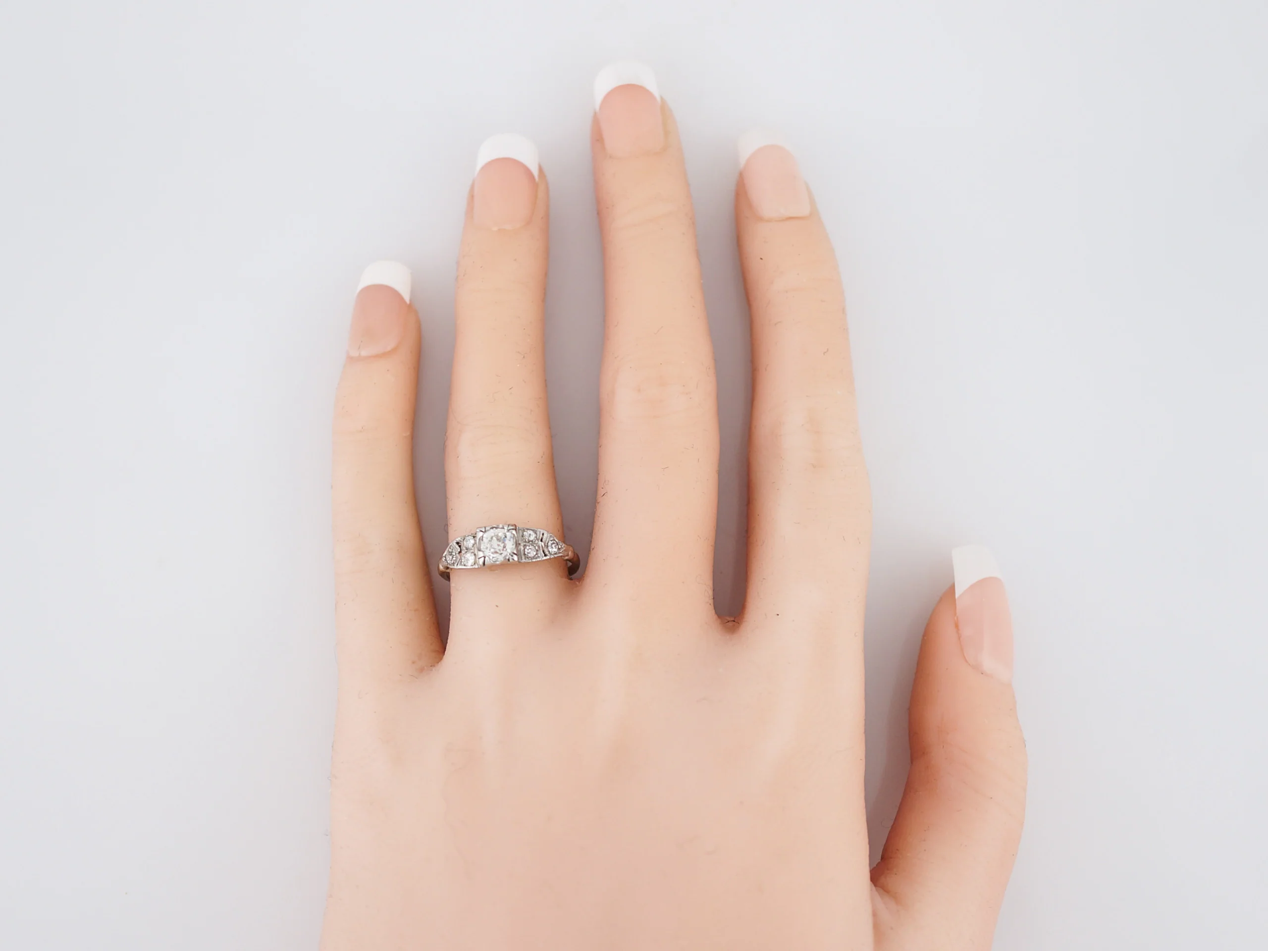 Antique Engagement Ring Art Deco GIA .43 Old European Cut Diamond in Platinum - Image 6