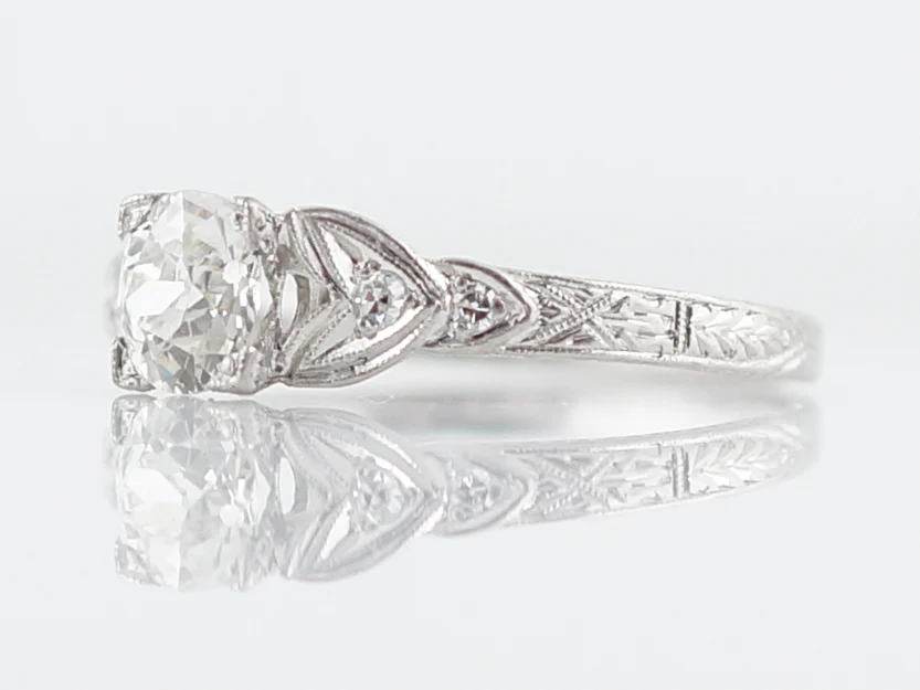 Antique Engagement Ring Art Deco GIA .64 Old European Cut Diamond in Platinum - Image 2