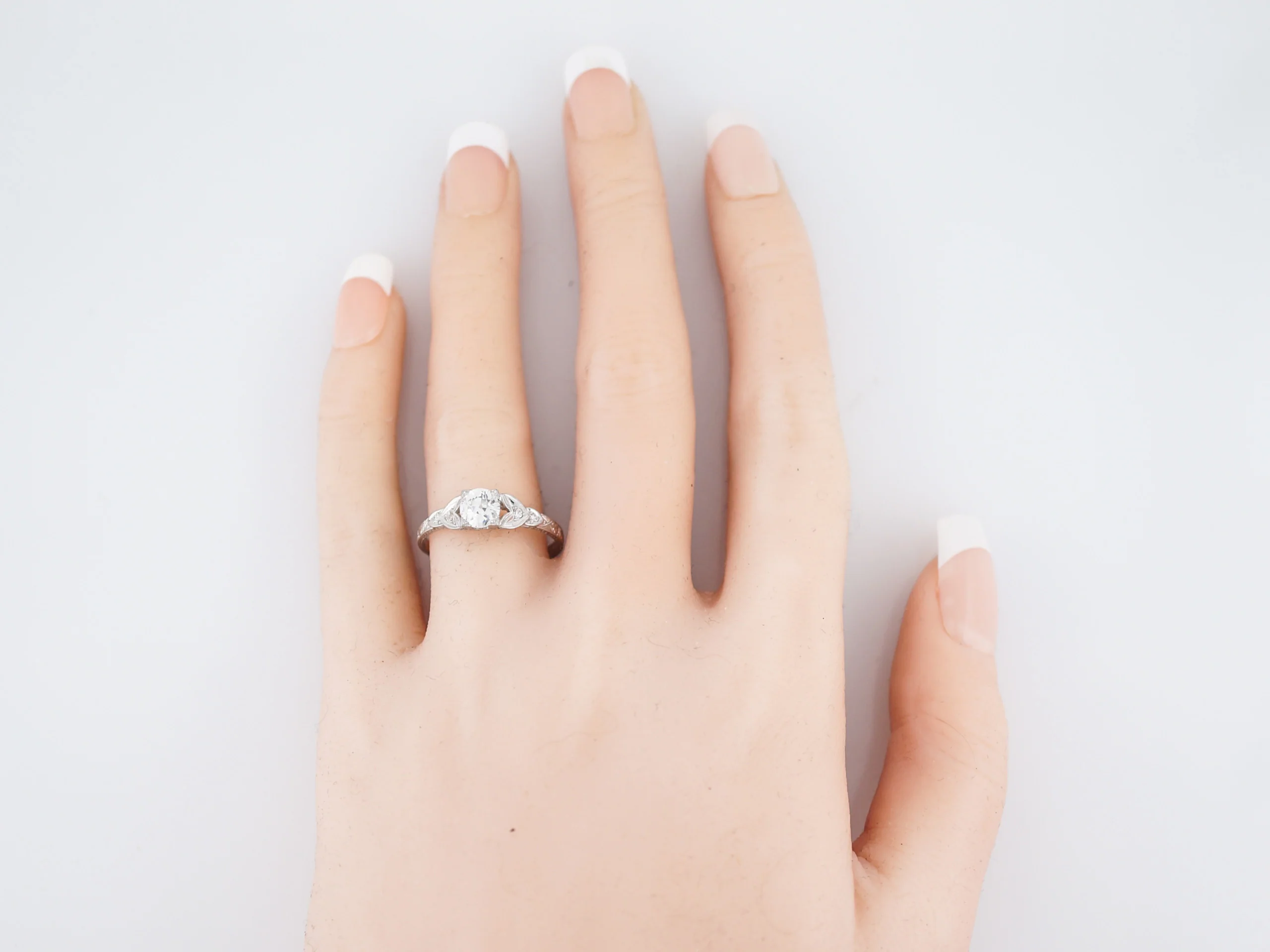 Antique Engagement Ring Art Deco GIA .64 Old European Cut Diamond in Platinum - Image 4