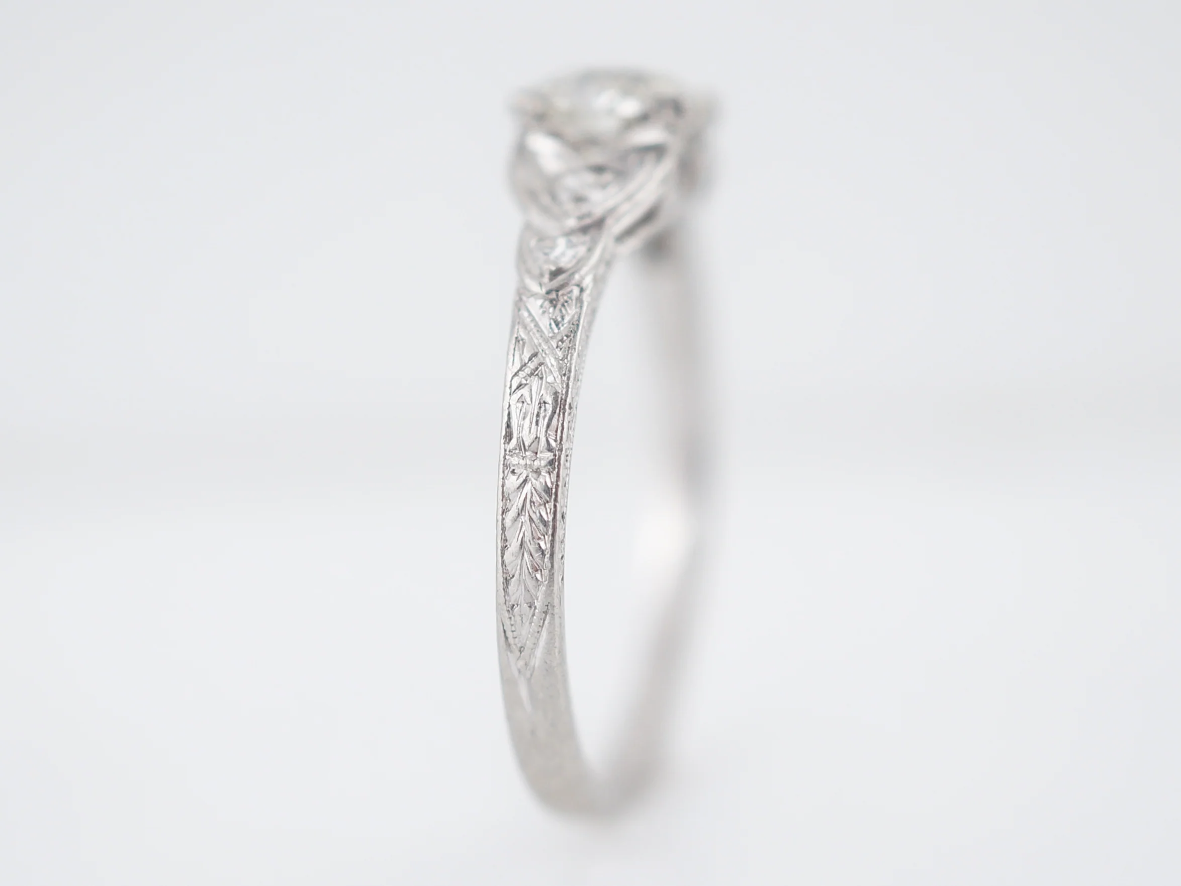 Antique Engagement Ring Art Deco GIA .64 Old European Cut Diamond in Platinum - Image 5