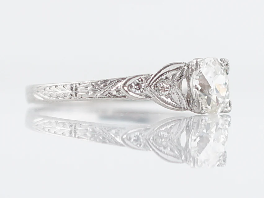 Antique Engagement Ring Art Deco GIA .64 Old European Cut Diamond in Platinum - Image 6