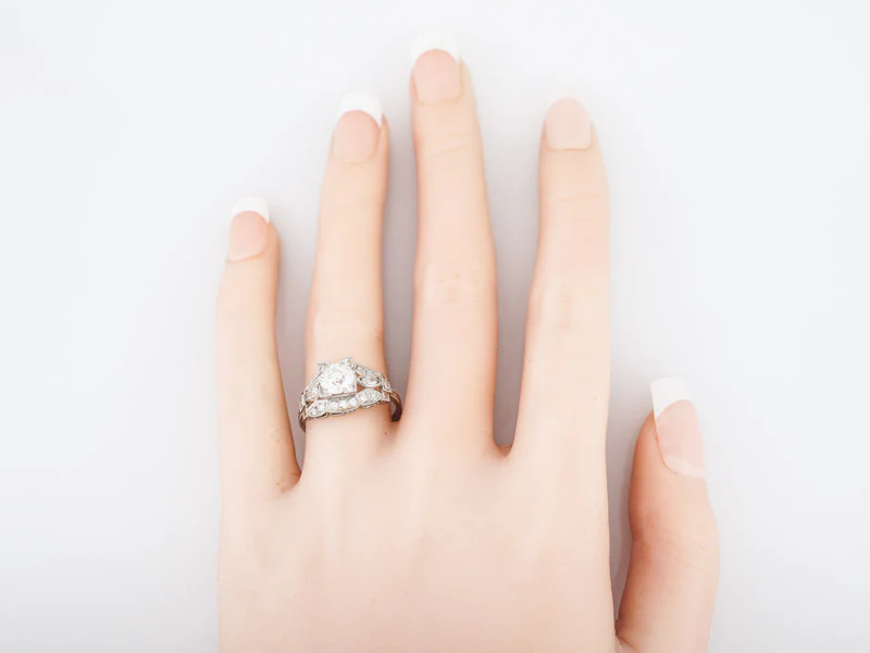 Antique Engagement Ring Art Deco GIA .92 Old European Cut Diamond in Platinum - Image 6