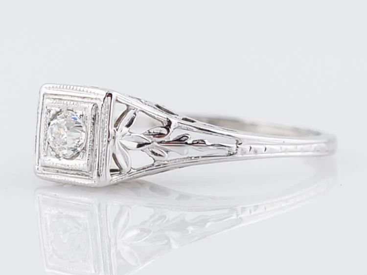 Antique Engagement Ring Belais Bro Art Deco .11 Old European Cut Diamond in 18k White Gold - Image 3