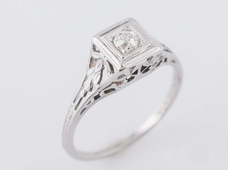 Antique Engagement Ring Belais Bro Art Deco .11 Old European Cut Diamond in 18k White Gold - Image 5