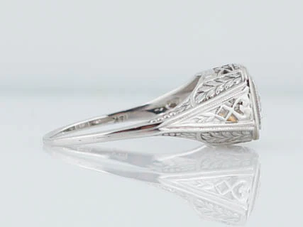 Antique Engagement Ring Edwardian / Art Deco .30 Old European Cut Diamond in 18k White Gold - Image 4