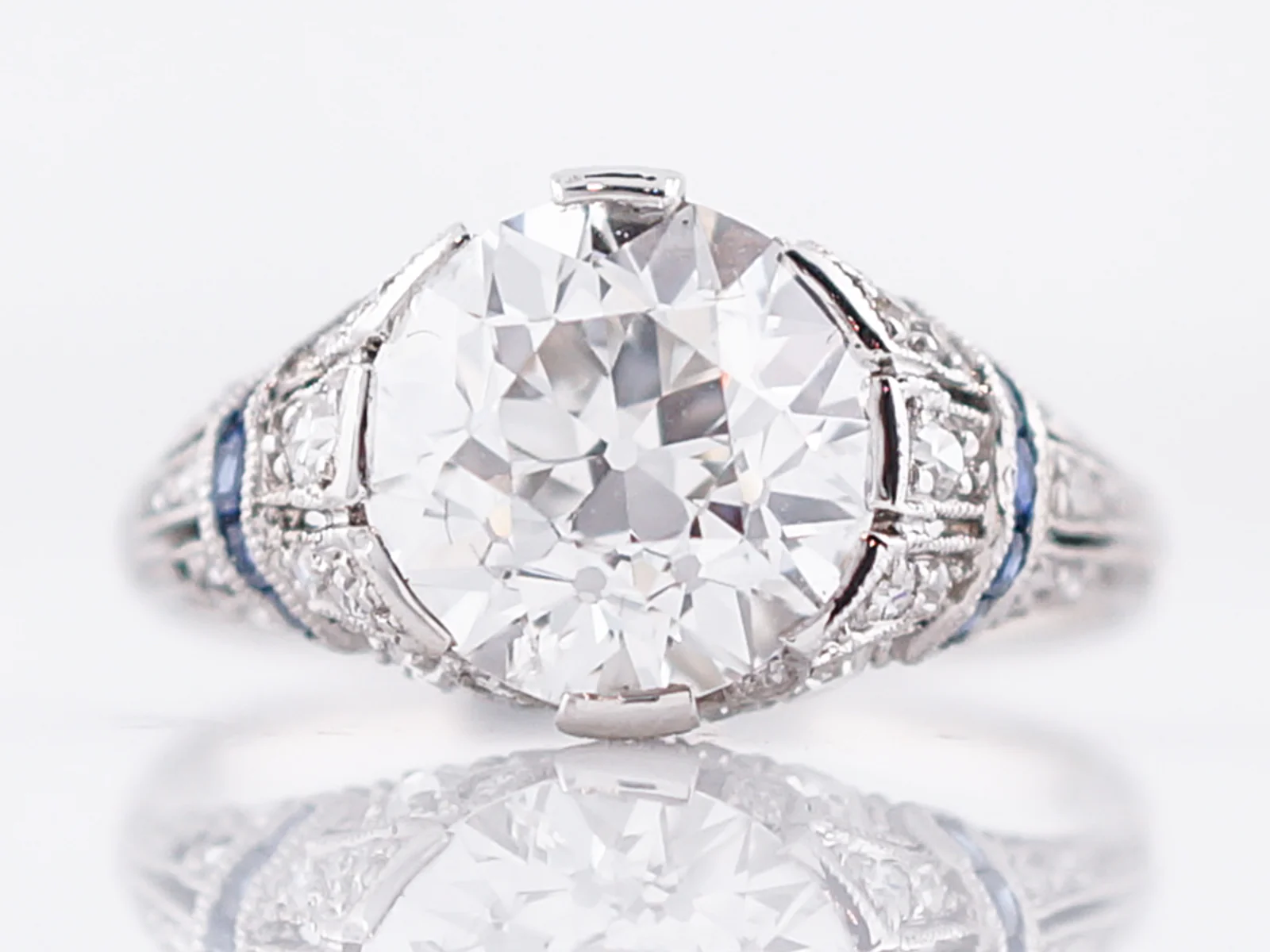 Antique Engagement Ring Edwardian/Early Art Deco 2.72 Old European Cut Diamond in Platinum