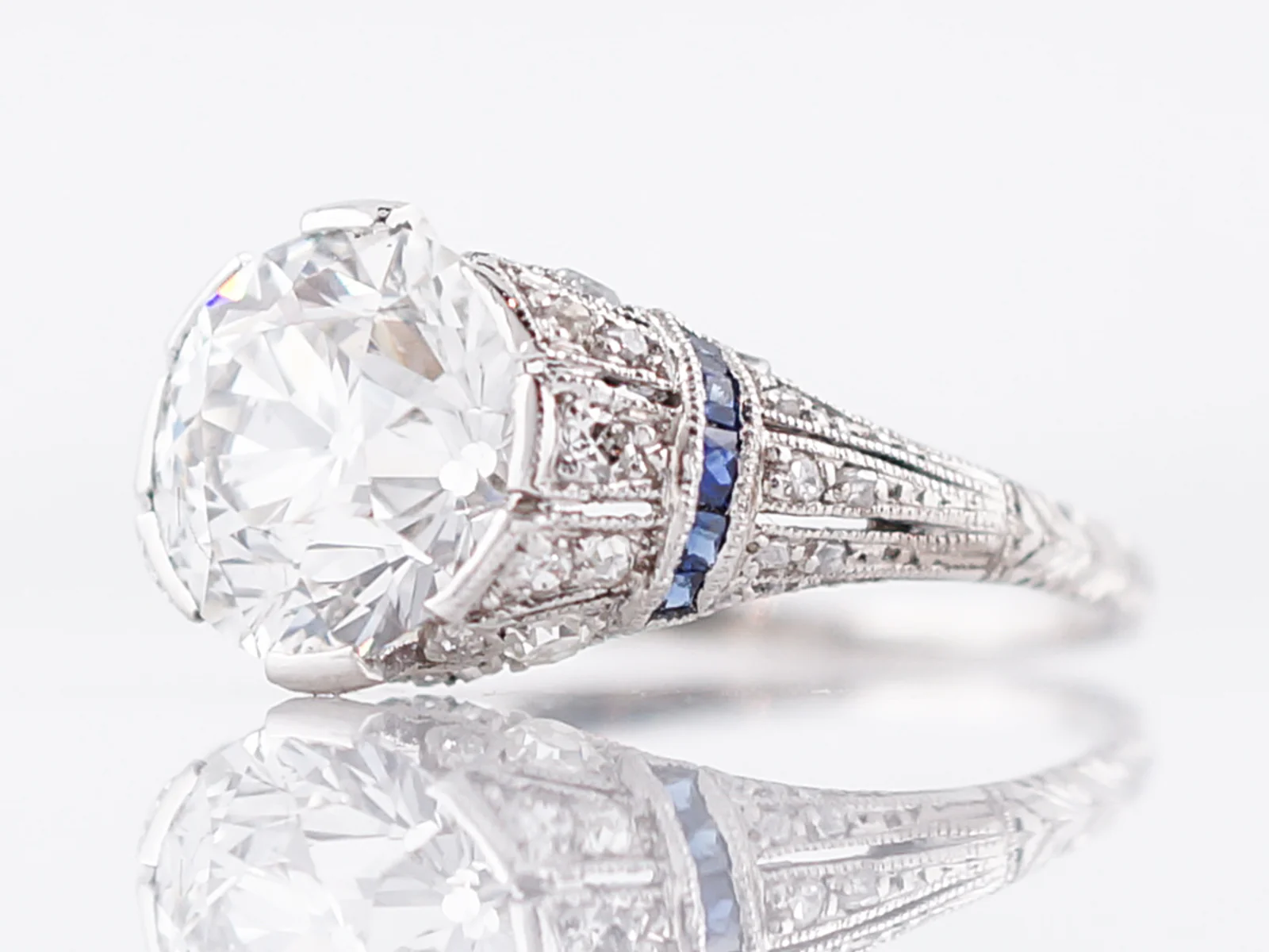 Antique Engagement Ring Edwardian/Early Art Deco 2.72 Old European Cut Diamond in Platinum - Image 2