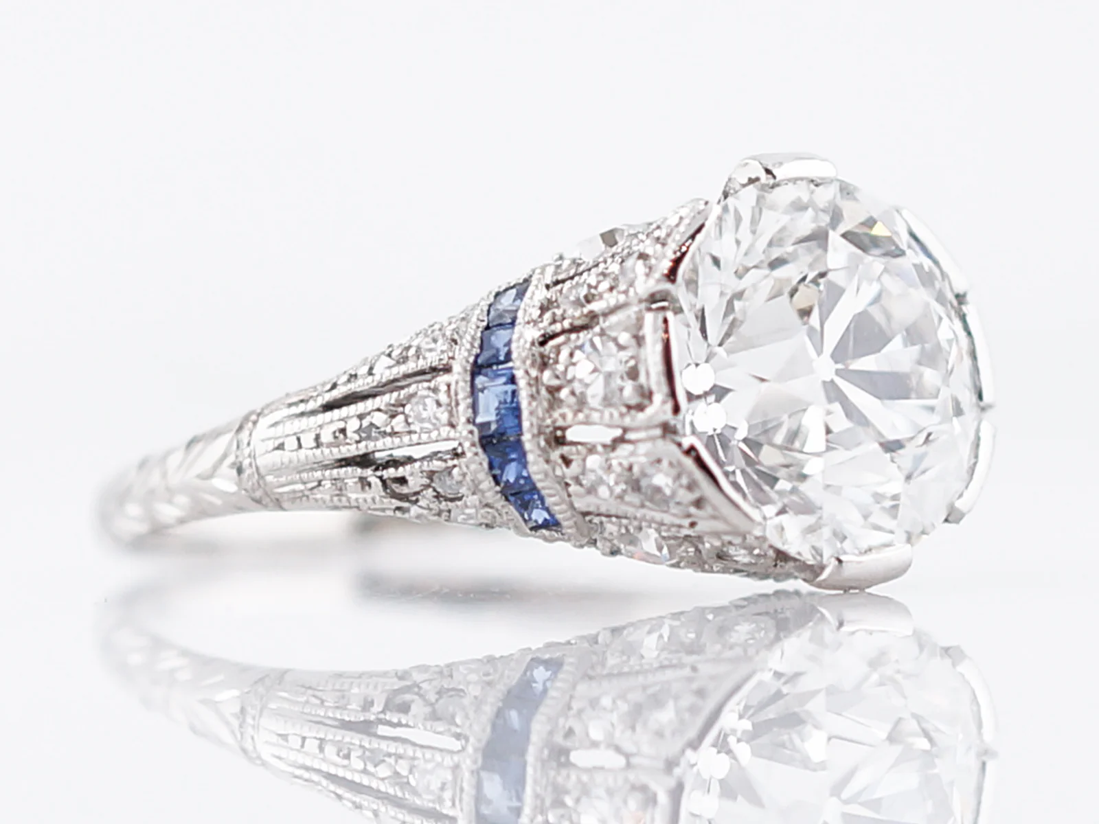 Antique Engagement Ring Edwardian/Early Art Deco 2.72 Old European Cut Diamond in Platinum - Image 3