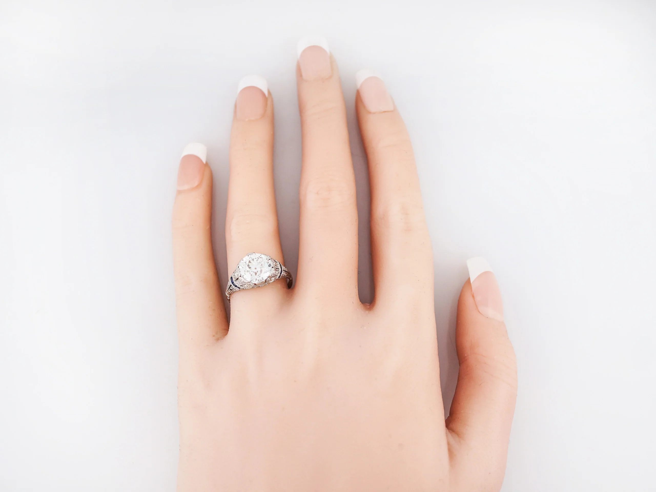 Antique Engagement Ring Edwardian/Early Art Deco 2.72 Old European Cut Diamond in Platinum - Image 7