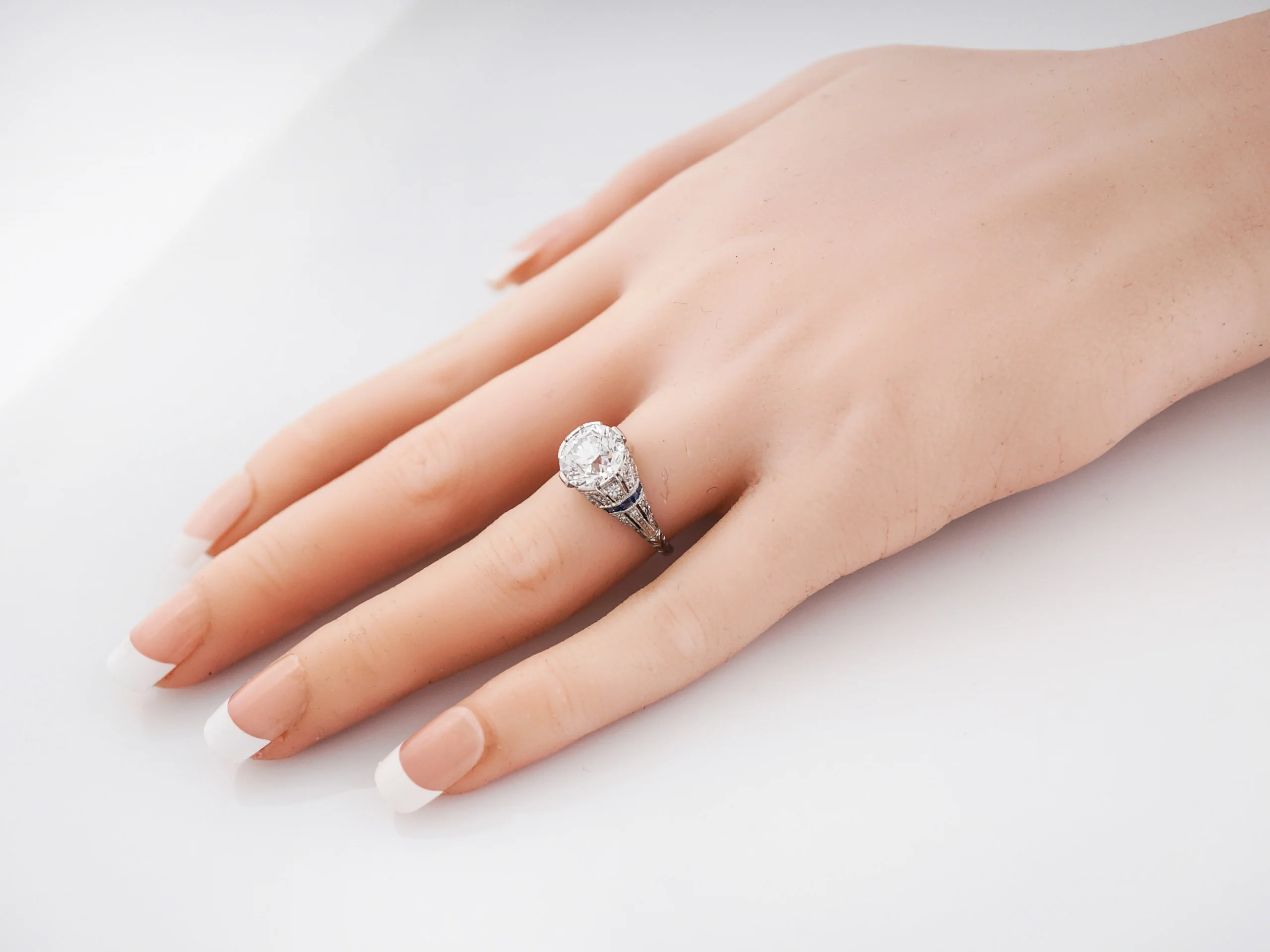 Antique Engagement Ring Edwardian/Early Art Deco 2.72 Old European Cut Diamond in Platinum - Image 8