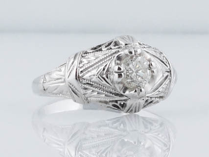 Antique Engagement Ring Late Art Deco .25ct Diamond in 14k White Gold - Image 2