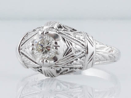 Antique Engagement Ring Late Art Deco .25ct Diamond in 14k White Gold - Image 3