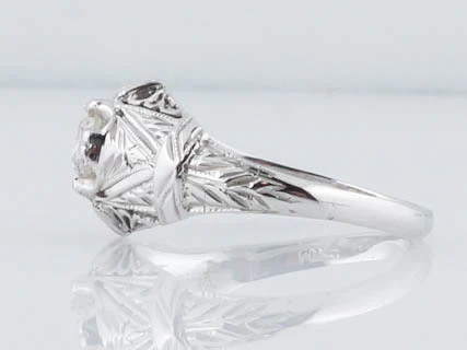 Antique Engagement Ring Late Art Deco .25ct Diamond in 14k White Gold - Image 5