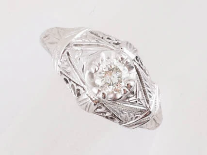 Antique Engagement Ring Late Art Deco .25ct Diamond in 14k White Gold - Image 8