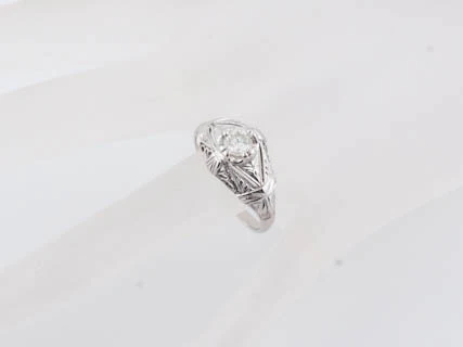 Antique Engagement Ring Late Art Deco .25ct Diamond in 14k White Gold - Image 9