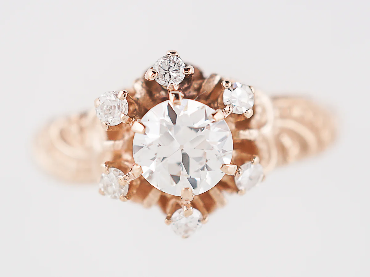 Antique Engagement Ring Late Art Deco .53 Old European Diamond in 14k Yellow Gold - Image 5