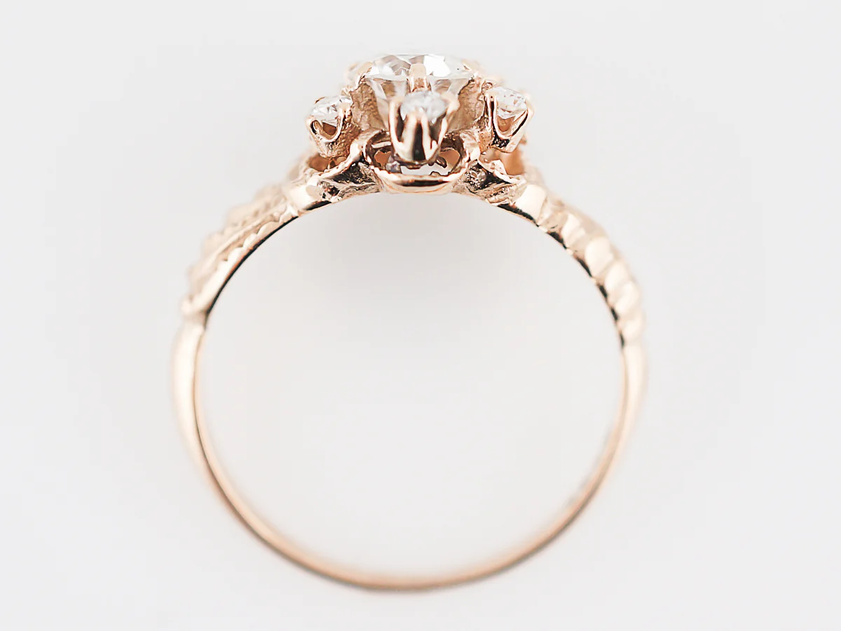 Antique Engagement Ring Late Art Deco .53 Old European Diamond in 14k Yellow Gold - Image 7