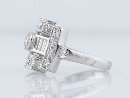Antique Engagement Ring Late Art Deco .70 cttw Transitional Cut Diamond in Platinum - Image 5