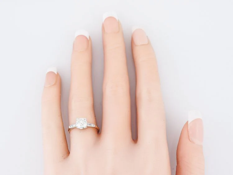 Antique Engagement Ring Retro 1.01 Old European Cut Diamond in 14k Yellow & White Gold - Image 7
