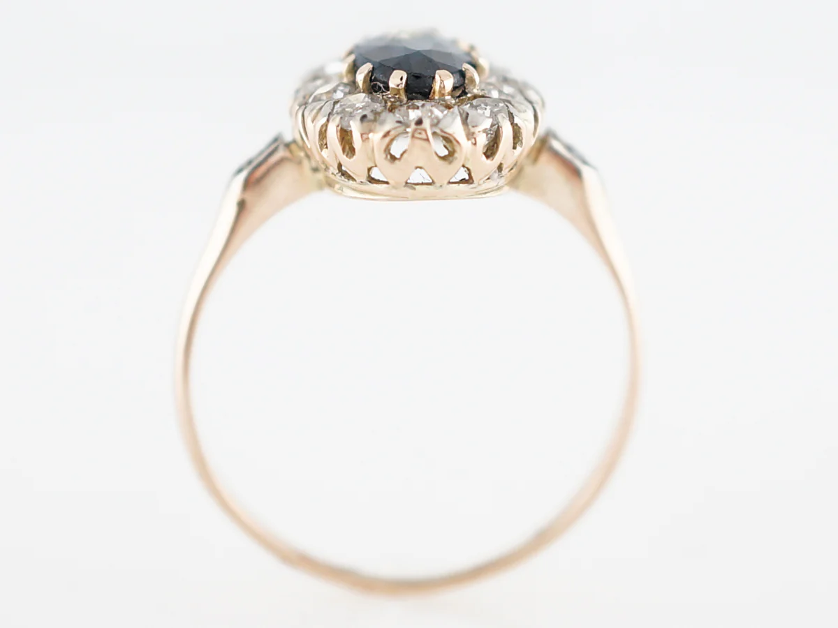 Antique Engagement Ring Victorian 1.00 Oval Cut Sapphire in 14k Yellow Gold - Image 4