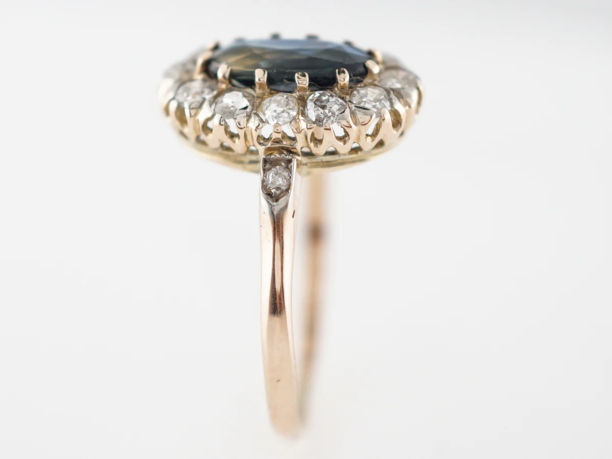 Antique Engagement Ring Victorian 1.00 Oval Cut Sapphire in 14k Yellow Gold - Image 5