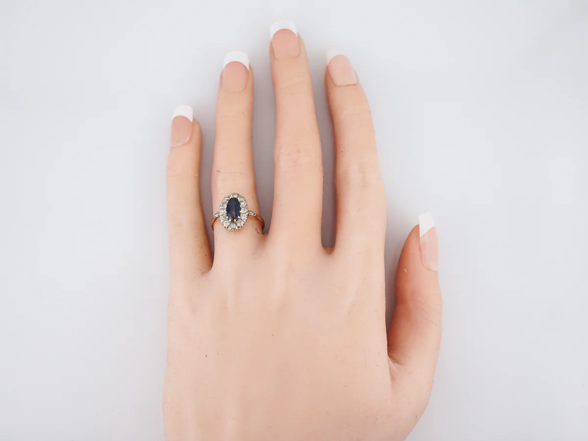 Antique Engagement Ring Victorian 1.00 Oval Cut Sapphire in 14k Yellow Gold - Image 6