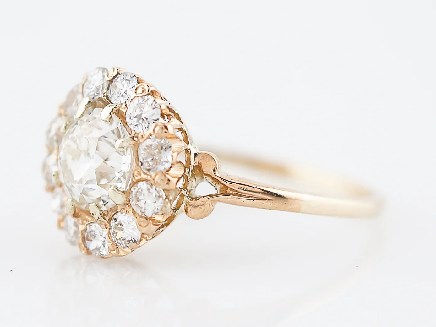 Antique Engagement Ring Victorian 1.01 Old European Cut Diamond in 14k Yellow Gold - Image 2