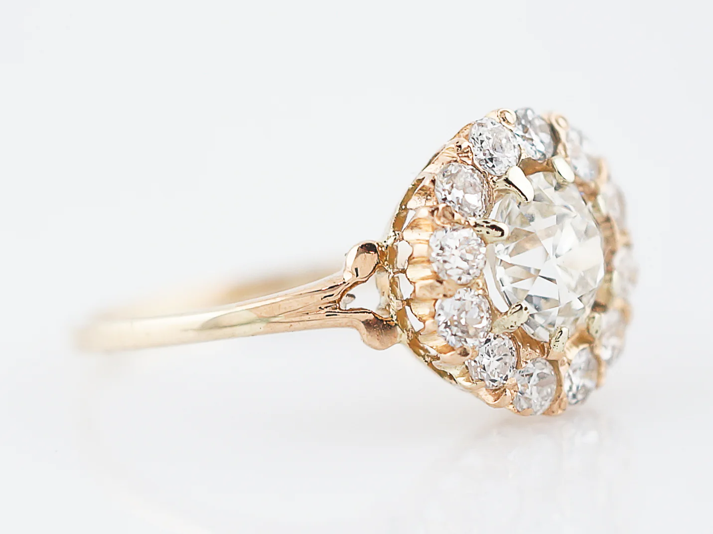 Antique Engagement Ring Victorian 1.01 Old European Cut Diamond in 14k Yellow Gold - Image 3