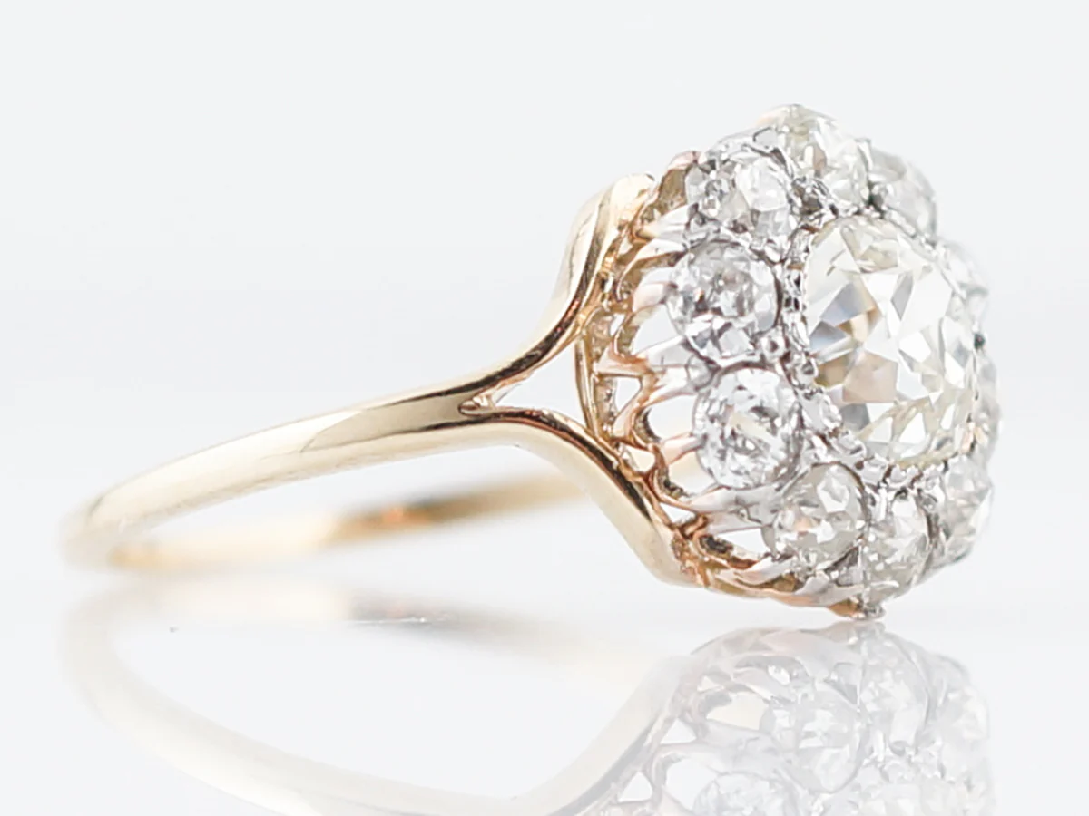 Antique Engagement Ring Victorian 1.09 Old Mine Cushion Cut Diamond in 14K Yellow Gold - Image 3