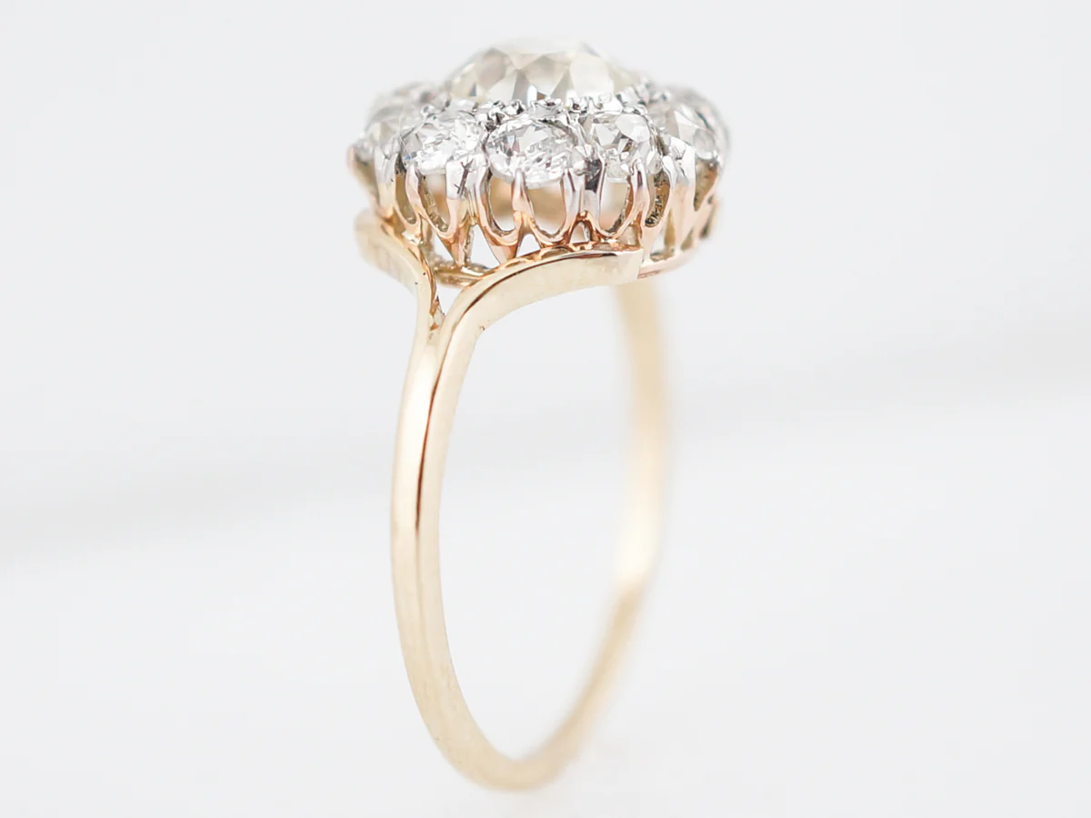 Antique Engagement Ring Victorian 1.09 Old Mine Cushion Cut Diamond in 14K Yellow Gold - Image 4