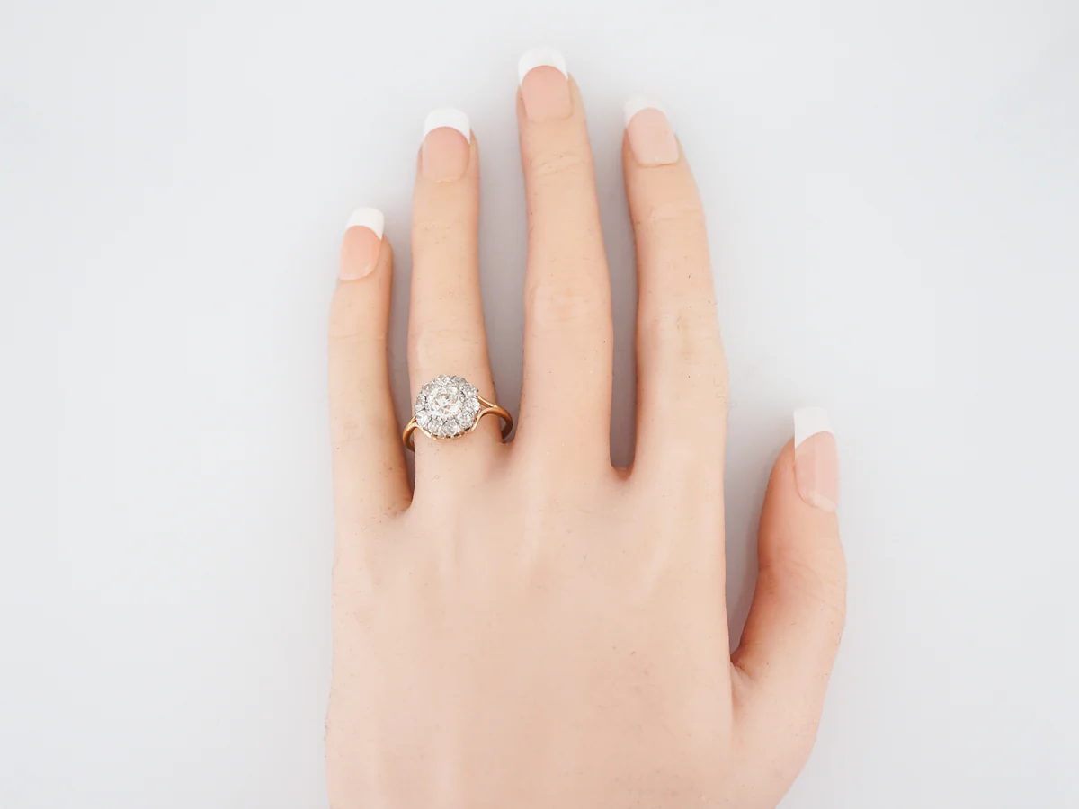 Antique Engagement Ring Victorian 1.09 Old Mine Cushion Cut Diamond in 14K Yellow Gold - Image 5
