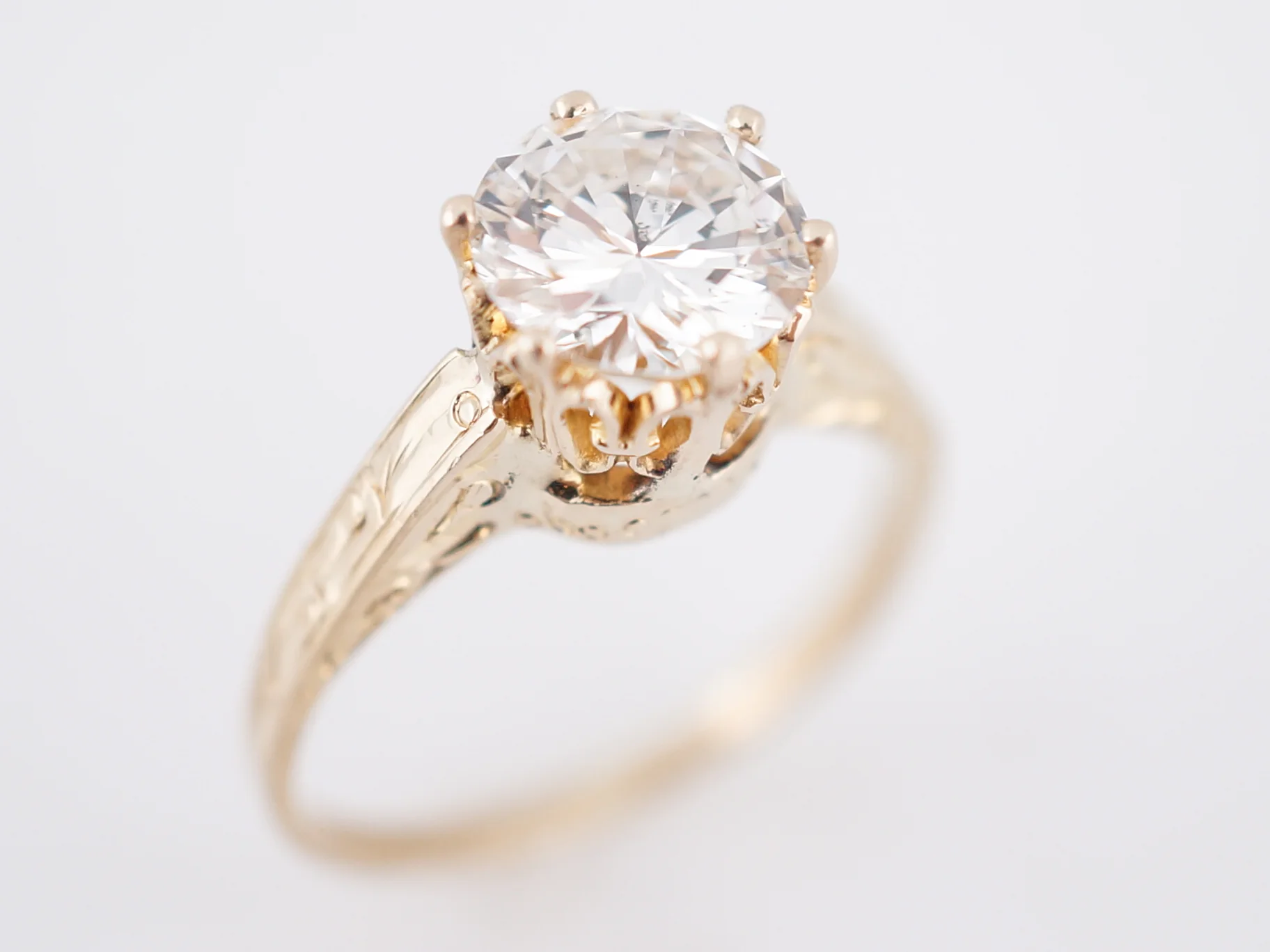Antique Engagement Ring Victorian 1.22 Round Brilliant Cut Diamond in 14k Yellow Gold - Image 4