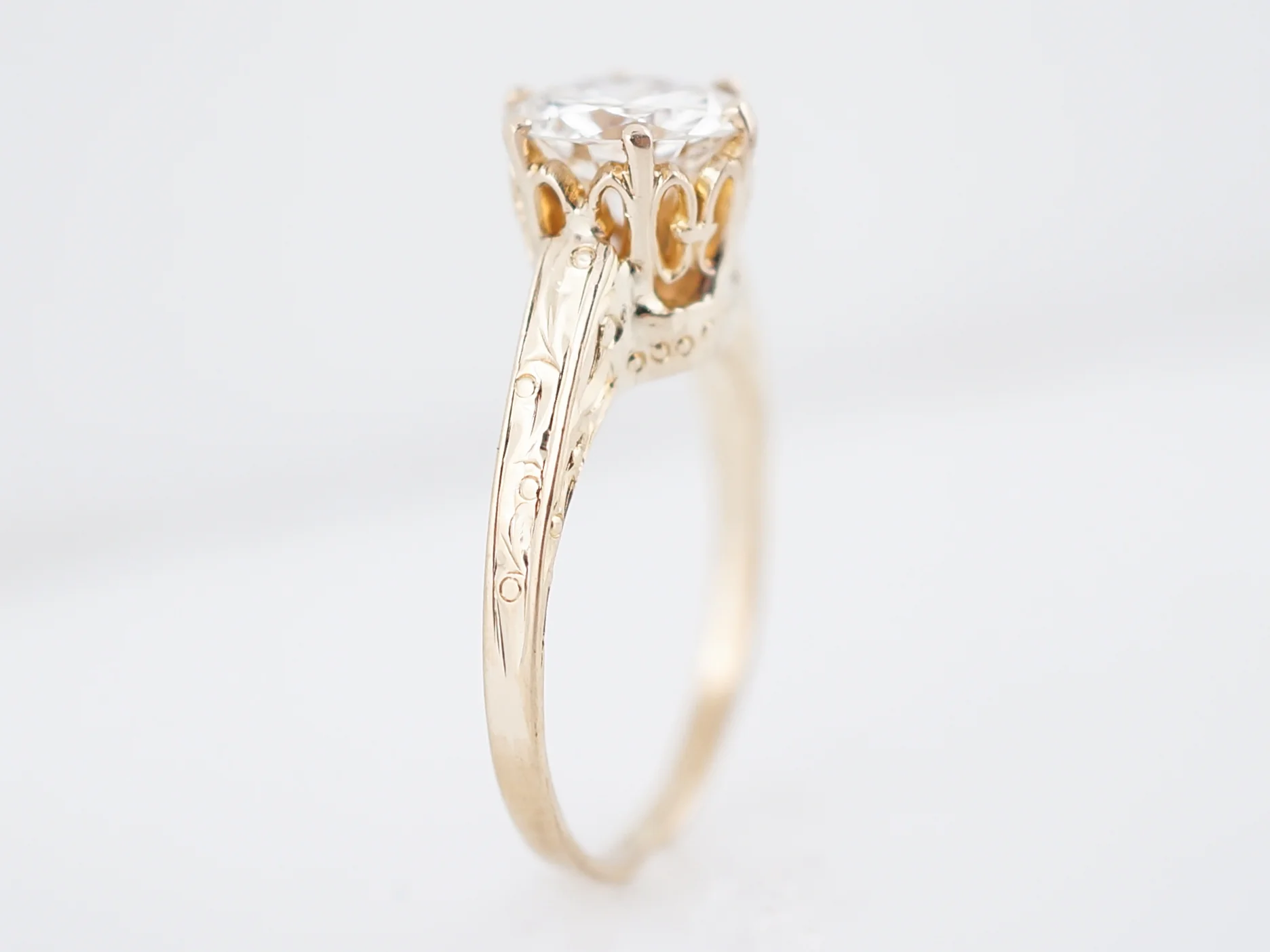 Antique Engagement Ring Victorian 1.22 Round Brilliant Cut Diamond in 14k Yellow Gold - Image 5