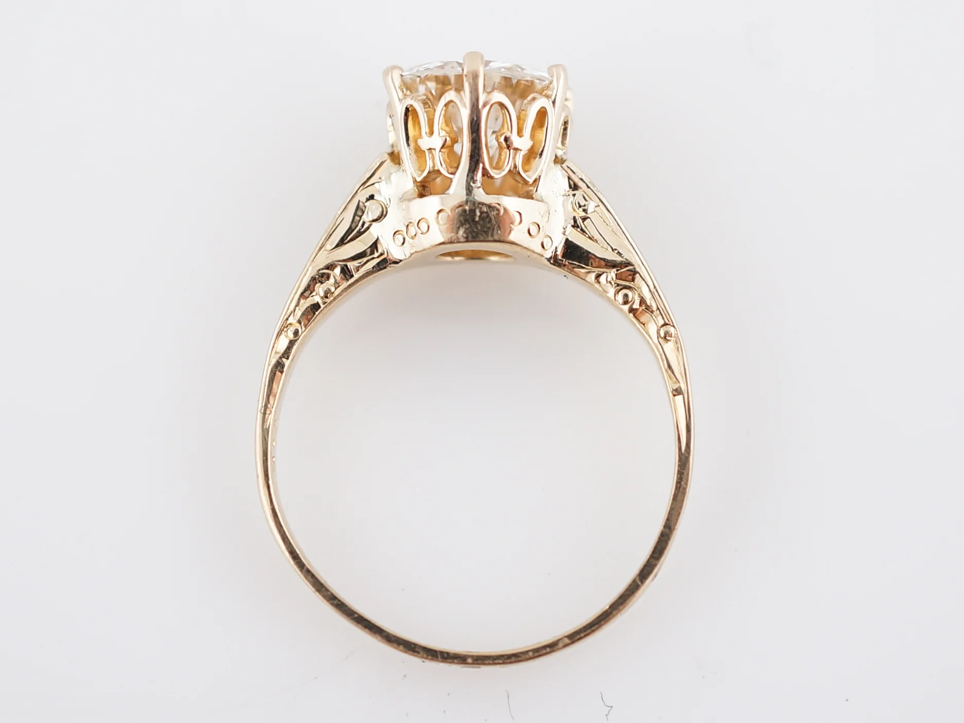 Antique Engagement Ring Victorian 1.22 Round Brilliant Cut Diamond in 14k Yellow Gold - Image 6
