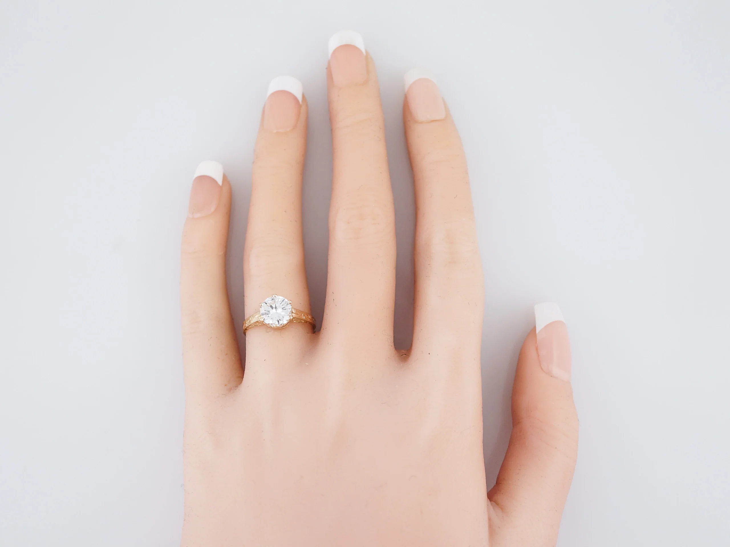 Antique Engagement Ring Victorian 1.22 Round Brilliant Cut Diamond in 14k Yellow Gold - Image 7