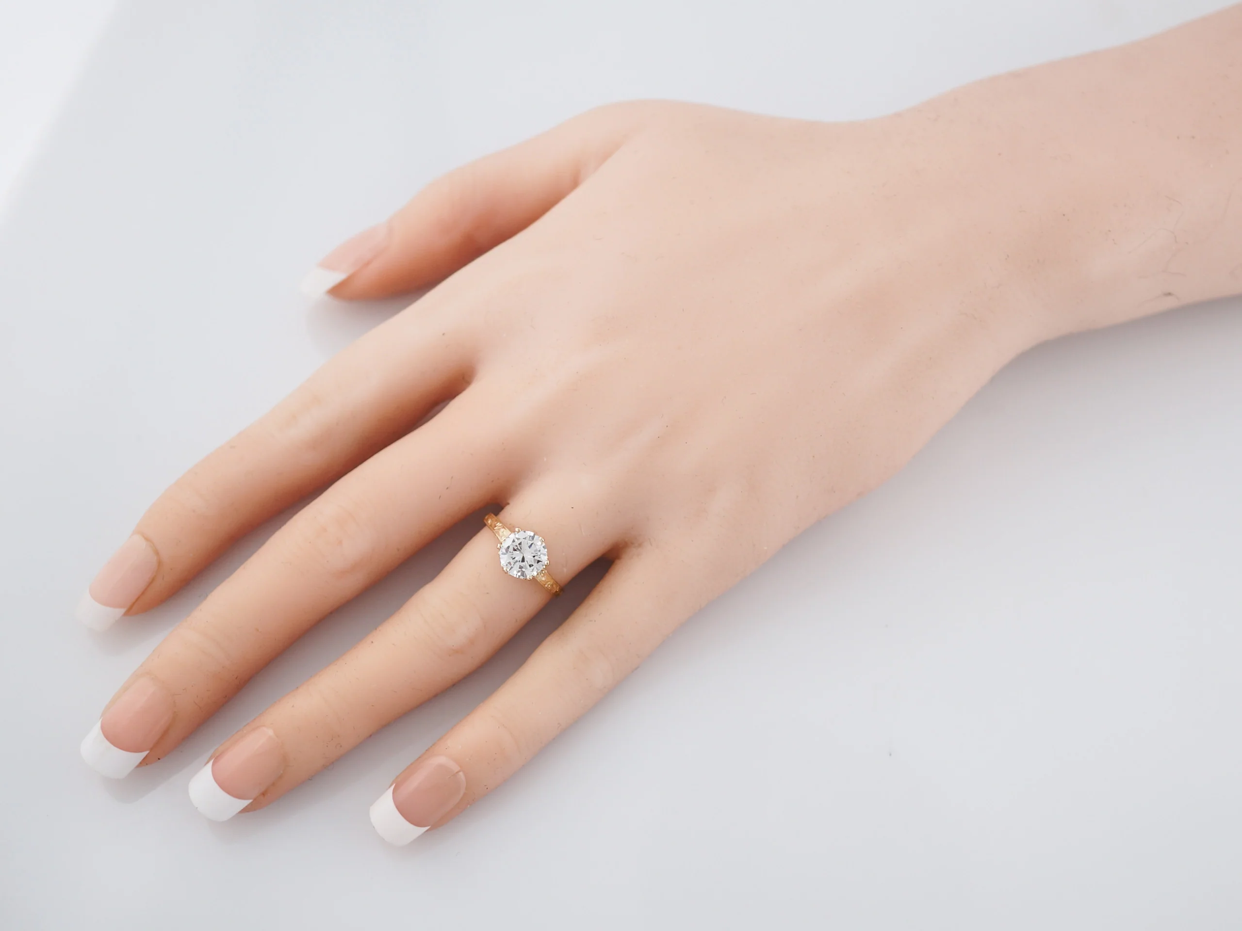 Antique Engagement Ring Victorian 1.22 Round Brilliant Cut Diamond in 14k Yellow Gold - Image 8