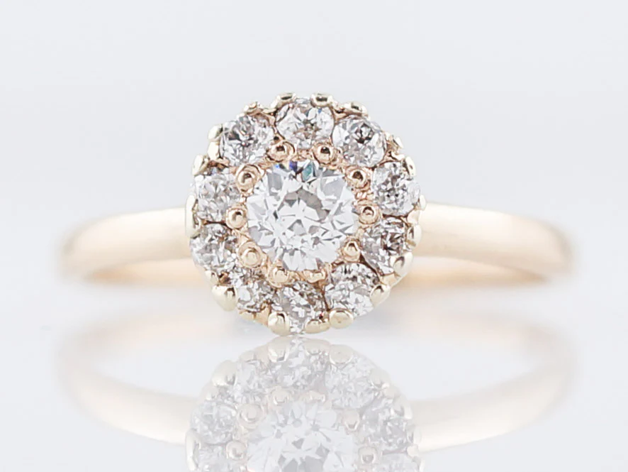 Antique Engagement Ring Victorian .15 Old European Cut Diamond in 14K Yellow Gold