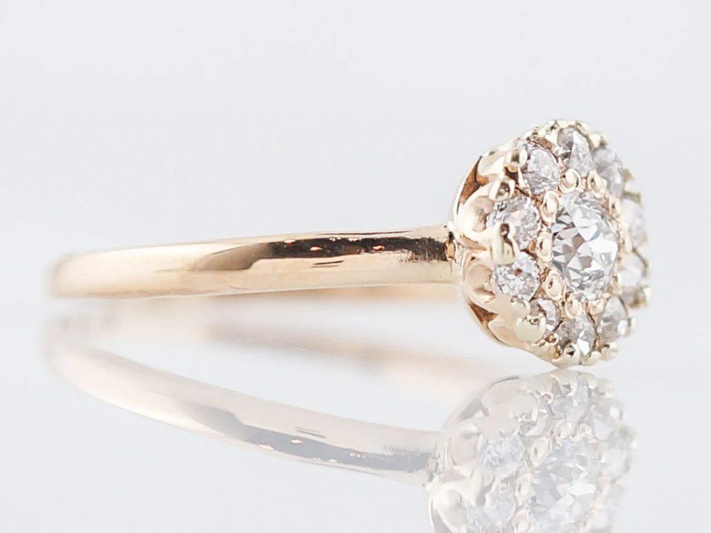 Antique Engagement Ring Victorian .15 Old European Cut Diamond in 14K Yellow Gold - Image 3