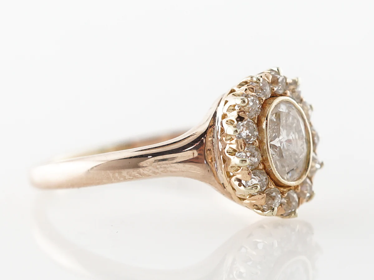 Antique Engagement Ring Victorian .41 Oval Cut Diamond in 14k Yellow Gold - Image 3