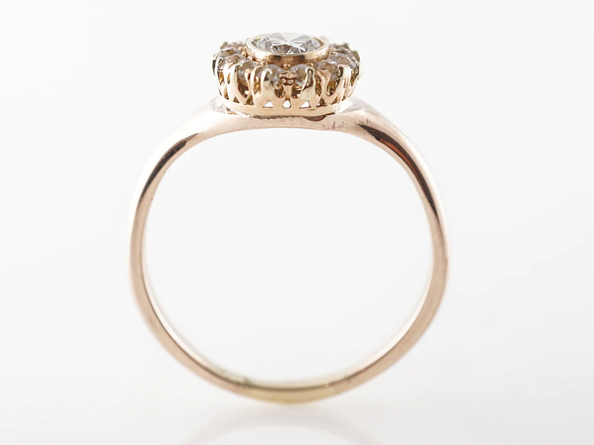 Antique Engagement Ring Victorian .41 Oval Cut Diamond in 14k Yellow Gold - Image 4