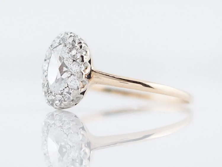Antique Engagement Ring Victorian .51 Oval Cut Diamond in 14k Yellow Gold - Image 2